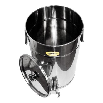 Abfüllkübel 50 kg aus Edelstahl-Ausgießer